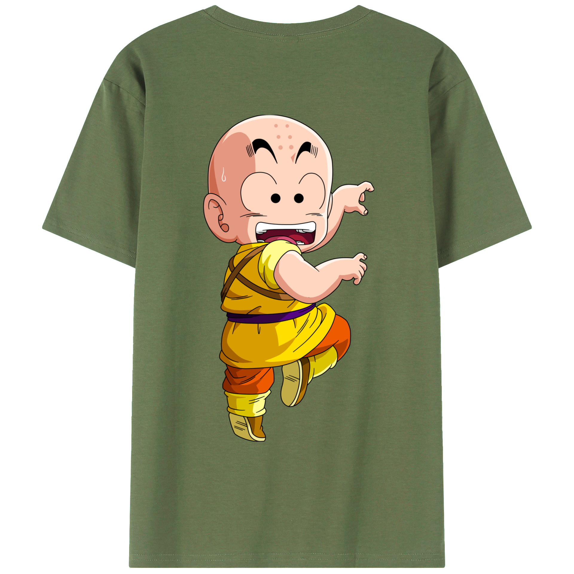 （画像用） ドラゴンボール クリリン DRAGON BALL krillin 綿100％ メンズ半袖Tシャツ（バックプリント） 通気性